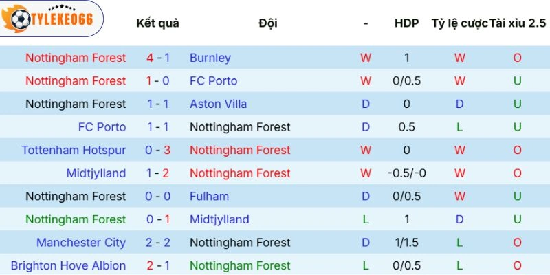 Ấn tượng Nottingham Forest thể hiện
